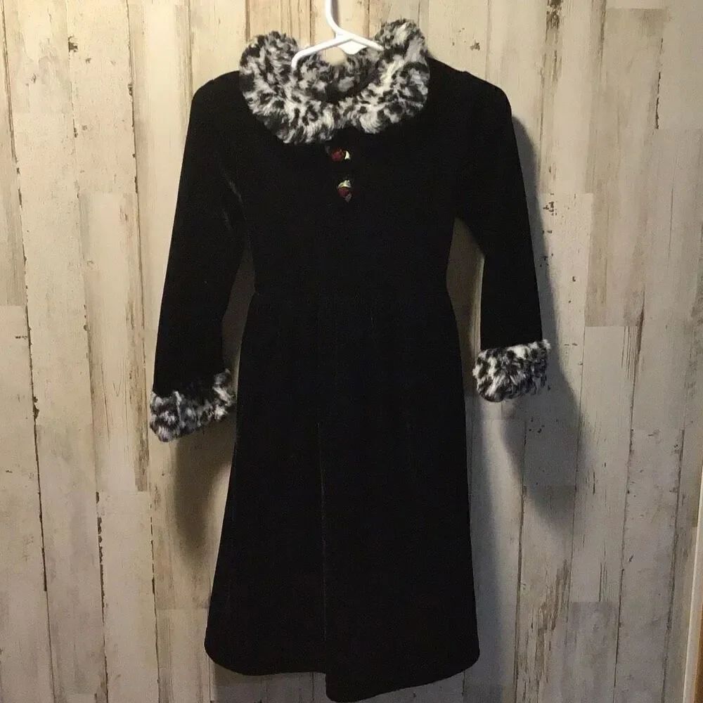 Vintage Marmellata black velvet and dalmatian Trim dress size 3T